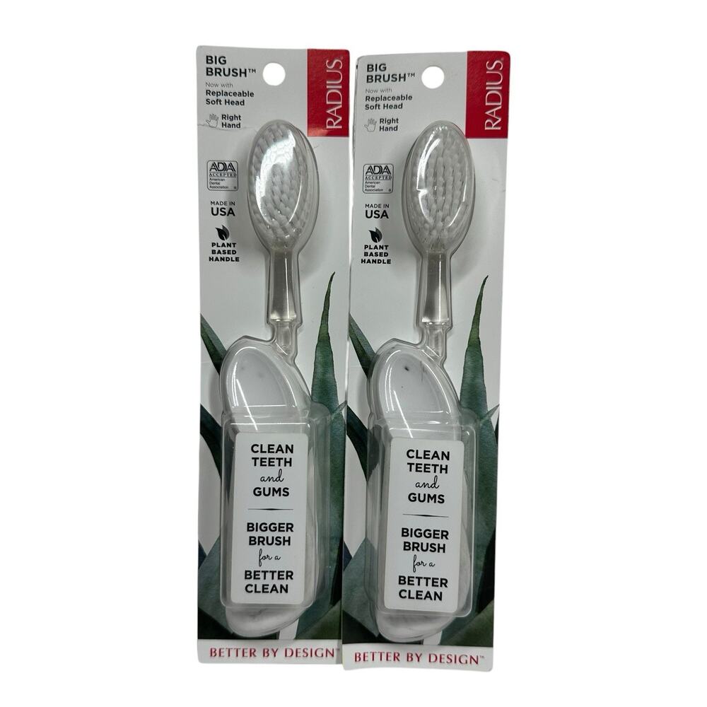 2 PACK- Radius Big Brush Replaceable Soft Big Head 2 Ct Right Hand